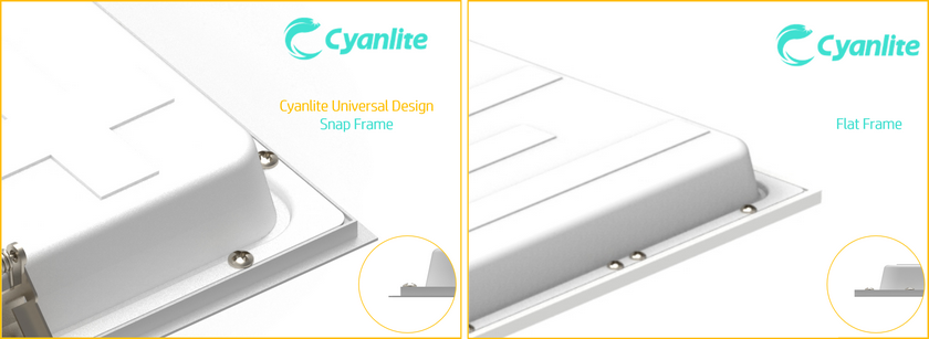Cyanlite universal design LED backlite panel light for t-bar and gypsum board ceiling